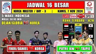 Jadwal 16 Besar Korea Master 2024 Hari Ini Day 2 ~ FIKRI/DANIEL vs KOREA ~ 5 Wakil Indonesia