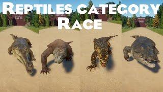 Reptiles Category Race in Planet Zoo included Komodo Dragon, Nile Monitor, Aldabra Tortoise end etc