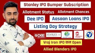Stanley IPO Allotment | Dee IPO Listing | Aasaan IPO | Vraj Iron IPO | Jayesh Khatri