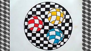 How to make illusion balls #3ddrawing #opticalillusion