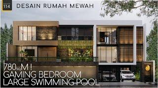 Mewah Bgt! Desain rumah modern 20x20m fasilitas lengkap.