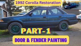 1992 Toyota Corolla 1.6 liter 4AFE  Restoration - (Part 1) / Door & Fender Painting