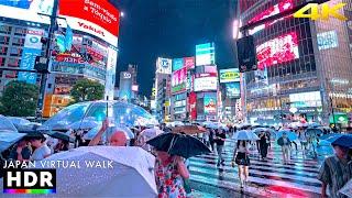 Heavy Rain Night Walk in Tokyo Shibuya, Japan • 4K HDR