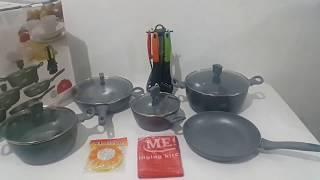 Keimav Messi 18-piece Granite Coating Non-stick Cookware Set (Grey)