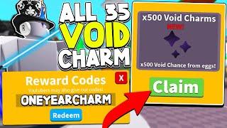 35 OWNER 1 YEAR VOID CHARM CODES IN SABER SIMULATOR! Roblox