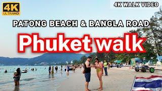 Phuket Patong Beach to Bangla Road Walk | Thailand Beach Walk 4k