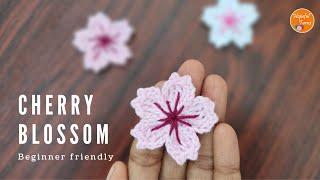 Crochet Cherry Blossom Flower | Flores Sakura -  Spring flowers | Easy crochet flower for Beginners
