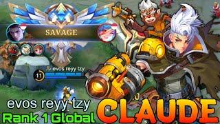 SAVAGE! Claude Perfect Gameplay - Top 1 Global Claude by evos reyy tzy - Mobile Legends