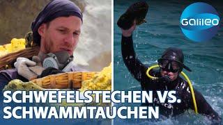 Höllen-Job-Challenge: Schwefelstechen vs Schwammtauchen | Galileo | ProSieben