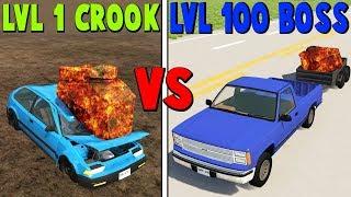 LEVEL 1 CROOK vs LEVEL 100 BOSS #3 - BeamNG Drive (crashes & stunts)