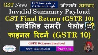 Invalid Summary Payload error of GSTR 10 GST Final Return Resolved इनवैलिड समरी  पेलोड फाइनल रिटर्न