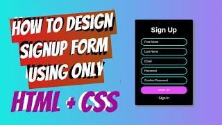 Dark Sign Up Form Design Using HTML and CSS [NoobCode]