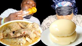 Asmr mukbang peanut pepper soup and pounded yam fufu eating sound plus Revenge prank on my wife