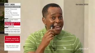 QVC - ANDI PETERS' FOOD FEST - ANDI BRUSHES CHOCOLATE ONTO HIS FACE DURING HOTEL CHOCOLAT TSV