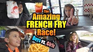 The Amazing FRENCH FRY Race!!! BOYS vs. GIRLS Challenge!