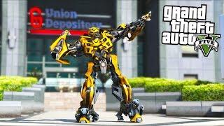 Bumblebee Transformer Bank Heist Mission!! (GTA 5 Mods - Evade Gameplay)