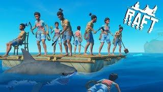 RAFT INSANE 9 PEOPLE MULTIPLAYER MADNESS !! Raft Survival Multiplayer Gameplay S2Ep1