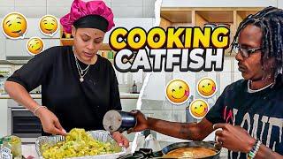 Cooking Catfish Jambalaya & Potato Salad