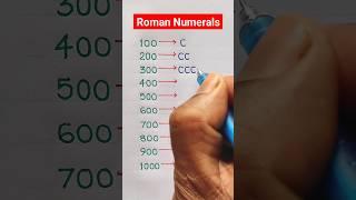 Roman Numbers 100 to 1000 || Roman Numerals 100 se 1000 in Tak || Math #shorts #shortvideo 