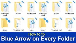How do I get rid of the blue arrows on my folders