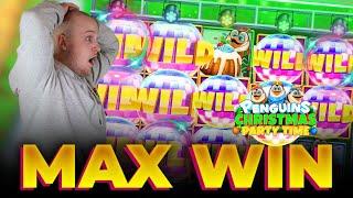 MY INSANE MAX WIN ON PENGUINS CHRISTMAS PARTY TIME - WITH CASINODADDY 