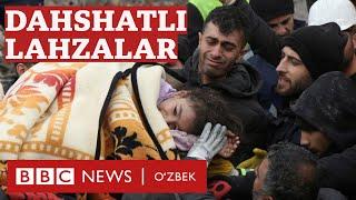 Туркия:  Икки қақшатқич зилзила  содир бўлган лаҳзалар - BBC News O'zbek