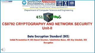 2 DES Initial Permutation IP, DES Round Structure, Substitution Boxes, DES Key Schedule, DES Decrypt