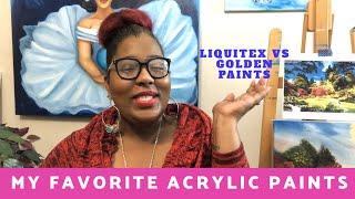 My Favorite Acrylic Paints|| Liquitex Basics vs Golden Acrylic Paint review (DEMO)