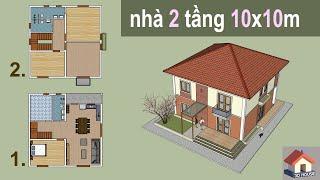 10m x 10m House Design 3D Plan With 3 Bedrooms ● 3D House Design