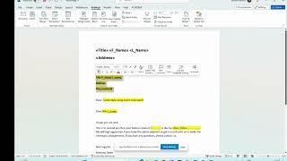 MS Word Mail Merge (Linking customer's detail from MS Excel in MS Word)