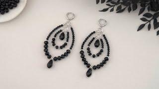 Beaded Earrings Tutorial Easy | How to Make Jewelry with Wire & Beads | Crystal Chandelier Earrings