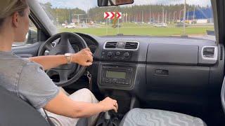 Manual car driving video ASMR Driving in traffic in the cityGirl drives manual carASMR video 