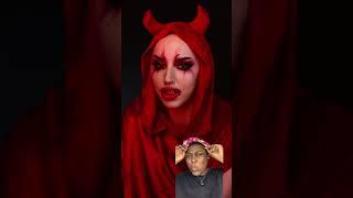 Wasn’t expecting 2 devils #reaction #viral #shortsfeed #trendingshorts #makeup #transformation