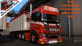 ets 2 dutch trucker mario,scania r v8 open pipe Kleinjan R650 ,Fruehauf VFK ownable tipper trailer