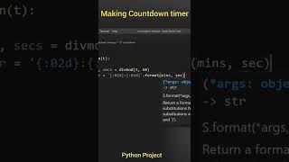 Creating a Countdown timer using python in 57 seconds | Python project #shorts #python