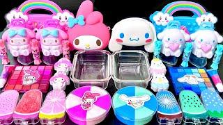 [ASMR]Mixing "Mymelody vs Cinnamoroll" Eyeshadow,Glitters Into Clear Slime satisfying (629)