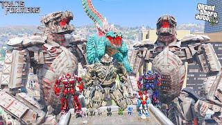 Franklin and Transformers Robot Army and Godzilla Attack and Killed Every Evil Robt in GTA 5 (End)