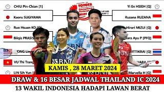 DRAW & JADWAL 16 BESAR THAILAND INTERNATIONAL CHALLENGE 2024 | JADWAL BADMINTON HARI INI