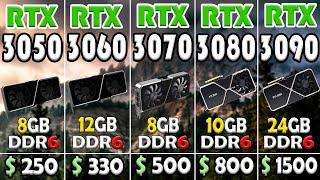 RTX 3050 vs 3060 vs 3070 vs 3080 vs 3090 | I9 12900K - TEST IN 10 GAMES