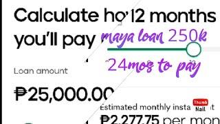 MAYA LOAN 250K 24MOS. TO PAY