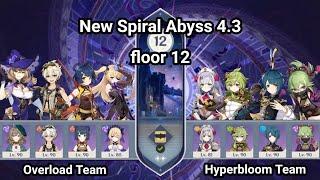 | 4*character | Overload Team & Hyperbloom team | New Spiral Abyss 4.3 | Genshin Impact 4.3 |