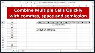 Quickly Concatenate Multiple Cells - Combine Cells with commas, space and semicolon - YouTube