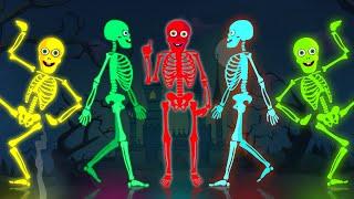 Five Skeletons Dancing On Spooky Bus | Spooky Scary Skeletons Kids Songs @hooplakidz