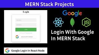 Login With Google In MERN Stack || Google Login In React js and Node js || social login in mern