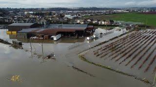 BC: Drone video of new flood waters spilling across USA border 11-29-2021