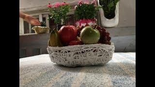 (DIY)The man can do everything from cement and fabric: Fruit basket with cement and wool