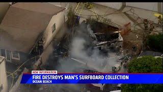 Fire Destroys Man`s Surfboard Collection