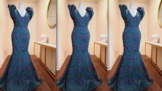 HOW TO CUT AND SEW A MERMAID DRESS WITH A STANDING SLEEVE. [DETAILED] #dress  #sew