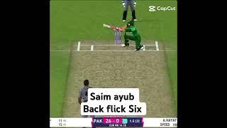 Saim Ayub Back flick six against UAE