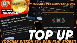 DAPAT VOUCHER DISKON 95% LAGIII!!! CARA MENGGUNAKAN/TOP UP VOUCHER DISKON 95% DARI GOOGLE PLAY STORE